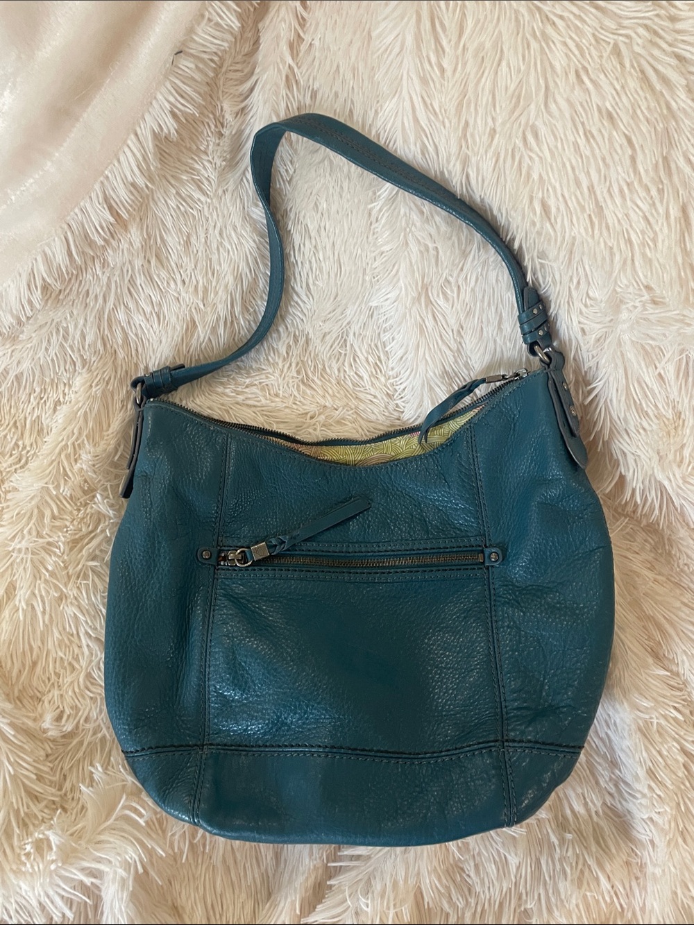 The Sak Teal Leather Shoulder Bag